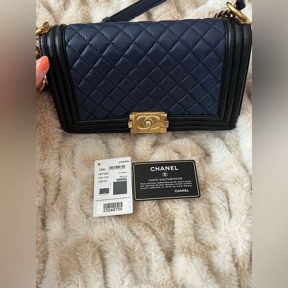 Chanel Navy Blue and Black Medium Boy bag- AUTHENTIC - Picture 12 of 12